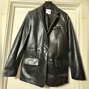 Zara Women's Black Faux Leather Jacket Size Small